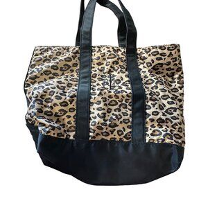 Lauren Ralph Lauren Leopard Print Tote Bag With Black Trim & Handles Spacious